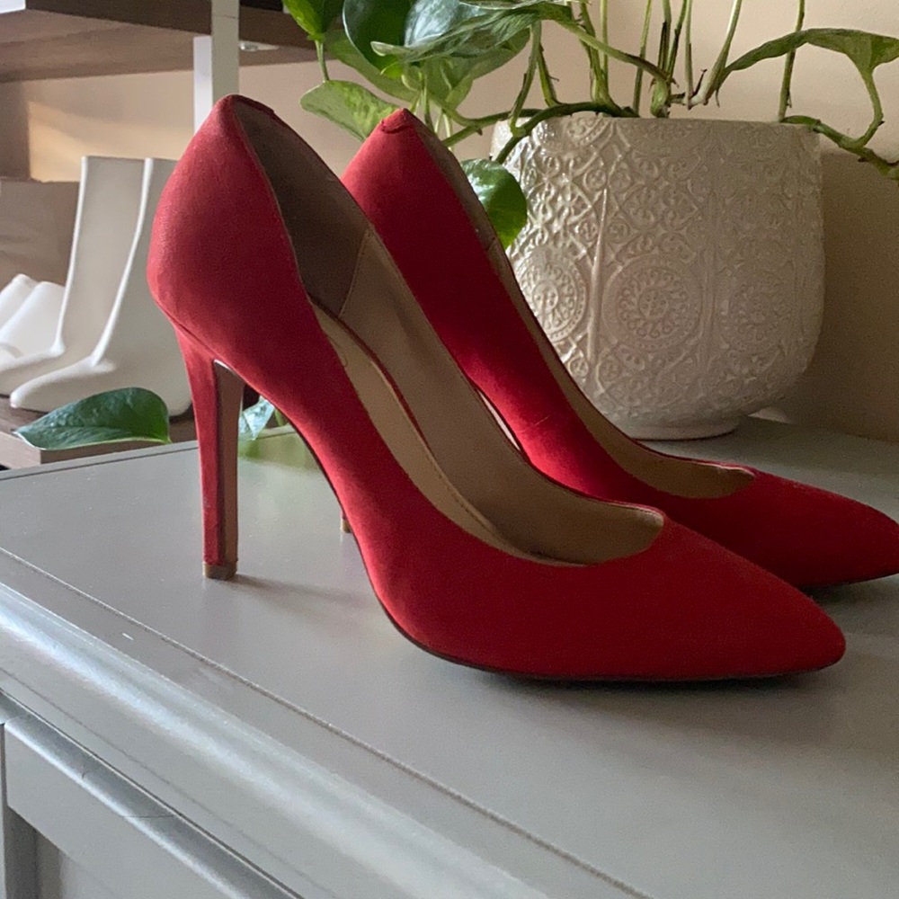 Red suede heels